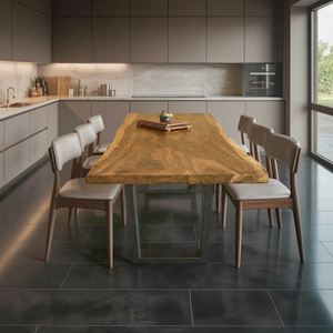 Kitchen Decor Mid Century Wooden Live Edge Dining Table