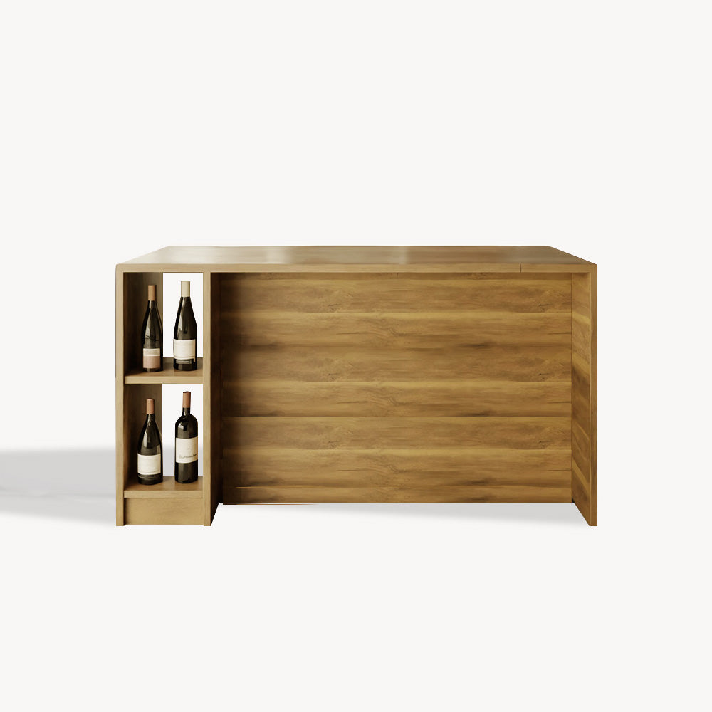 Contemporary Warm Wood Bar Table With Storage For Kitchen Or Breakfast Nook