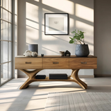 Handcrafted Solid Wood Dressing Table For Furniture Decor With Mirror