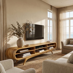 Scandinavian Natural Wood TV Cabinet For Living Room Interior