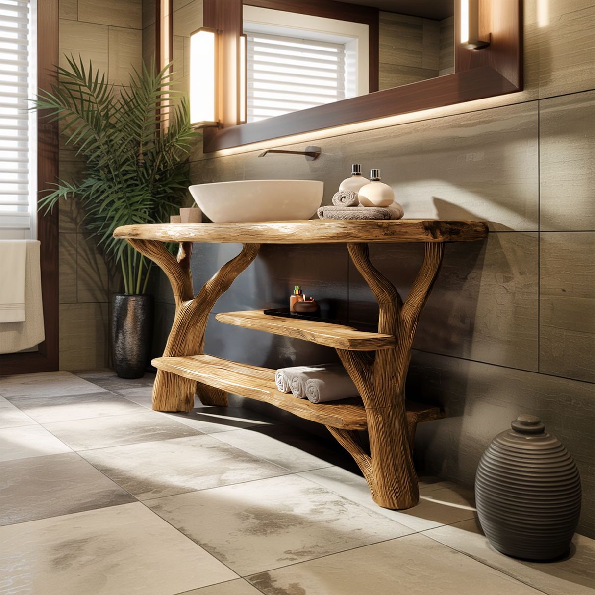 Farmhouse Rustic Solid Wood Vanity For Warm Bathroom Design