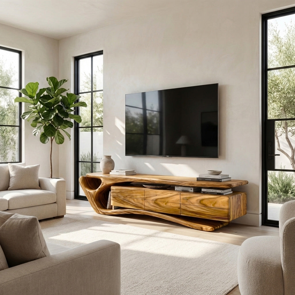 Mid Century Wooden TV Cabinet For Elegant Space