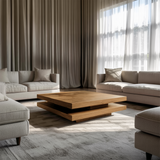 Modern Rustic Wooden Live Edge Coffee Table For Living Room