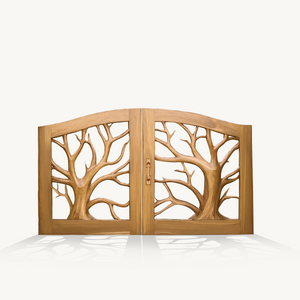 Rustic Tree Carved Entrance Gate For Garden Driveway