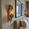 Rustic Driftwood Wall Lamp With Sculpted Form For Bedroom Or Living Room