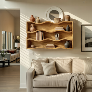 Modern Natural Wood Shelving Unit For Living Room Book Storage