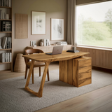 Modern Organic Wood Writing Desk With Storage For Home Office