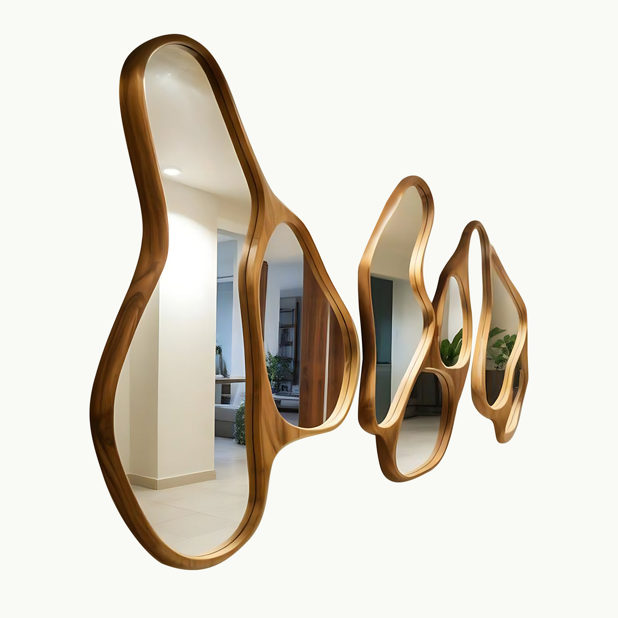 Sculptural Wall Mirror Set For Modern Entryway And Living Room