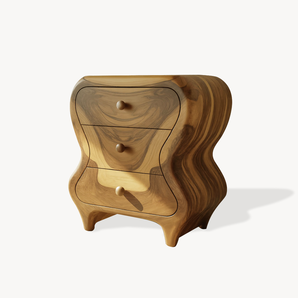 Sculptural Cabinet With Organic Curves And Drawers For Bedroom And Entryway