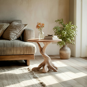 Rustic Solid Wood End Table For Living Room Stylish Wall Display