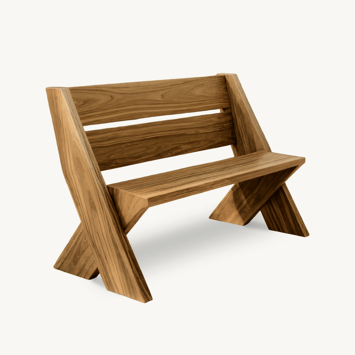 Modern Outdoor Bench With Angled Legs For Garden Patio And Backyard