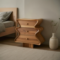 Wavy Sculptural Wood Cabinet 3 Drawer Chest For Bedroom Or Living Room
