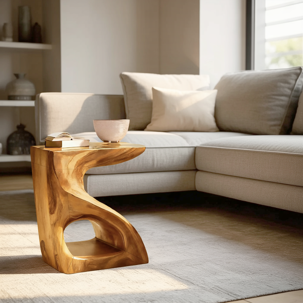 Modern Sculptural Side Table For Home Decor