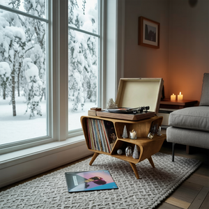 Mid Century Wooden Record Stand For Living Room Christmas Gift