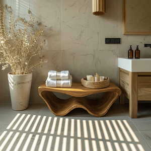 Organic Shower Bench With Storage For Bathroom