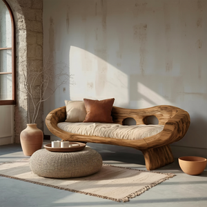 Artistic Sculptural Sofa With Curved Design For Living Room