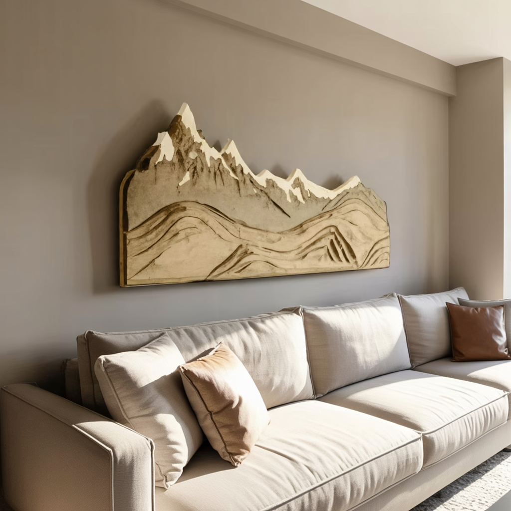 Mountain Wall Art Carving For Living Room And Nature Inspired Home