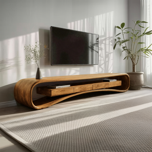 Modern Luxury Curved Media Console For Living Room