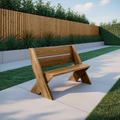 Modern Outdoor Bench With Angled Legs For Garden Patio And Backyard