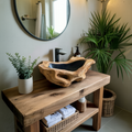 Rustic Wood Wash Basin For Vintage Bathroom