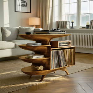 Modern Wooden Record Stand For Bedroom Interior Design Style