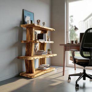 Contemporary Wood Bookshelf For Living Room Storage And Modern Decor
