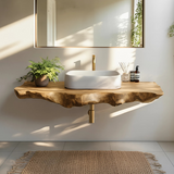 Farmhouse Bathroom Vanity In Solid Oak Wood Style