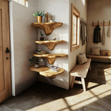 Handcrafted Wooden Live Edge Mushroom Shelf For Unique Home Decor