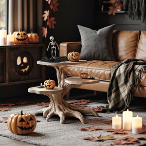 Mid Century Wooden End Table For Living Room Spooky Halloween Decor