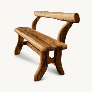 Rustic Garden Bench With Curved Seat For Patio Pathway And Front Porch