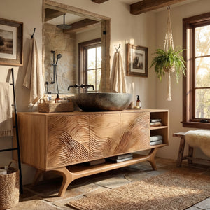 Organic Modern Wooden Bathroom Vanity For Bathroom