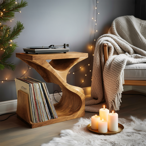 Modern Wooden Record Stand For Furniture Decor Holiday Gift