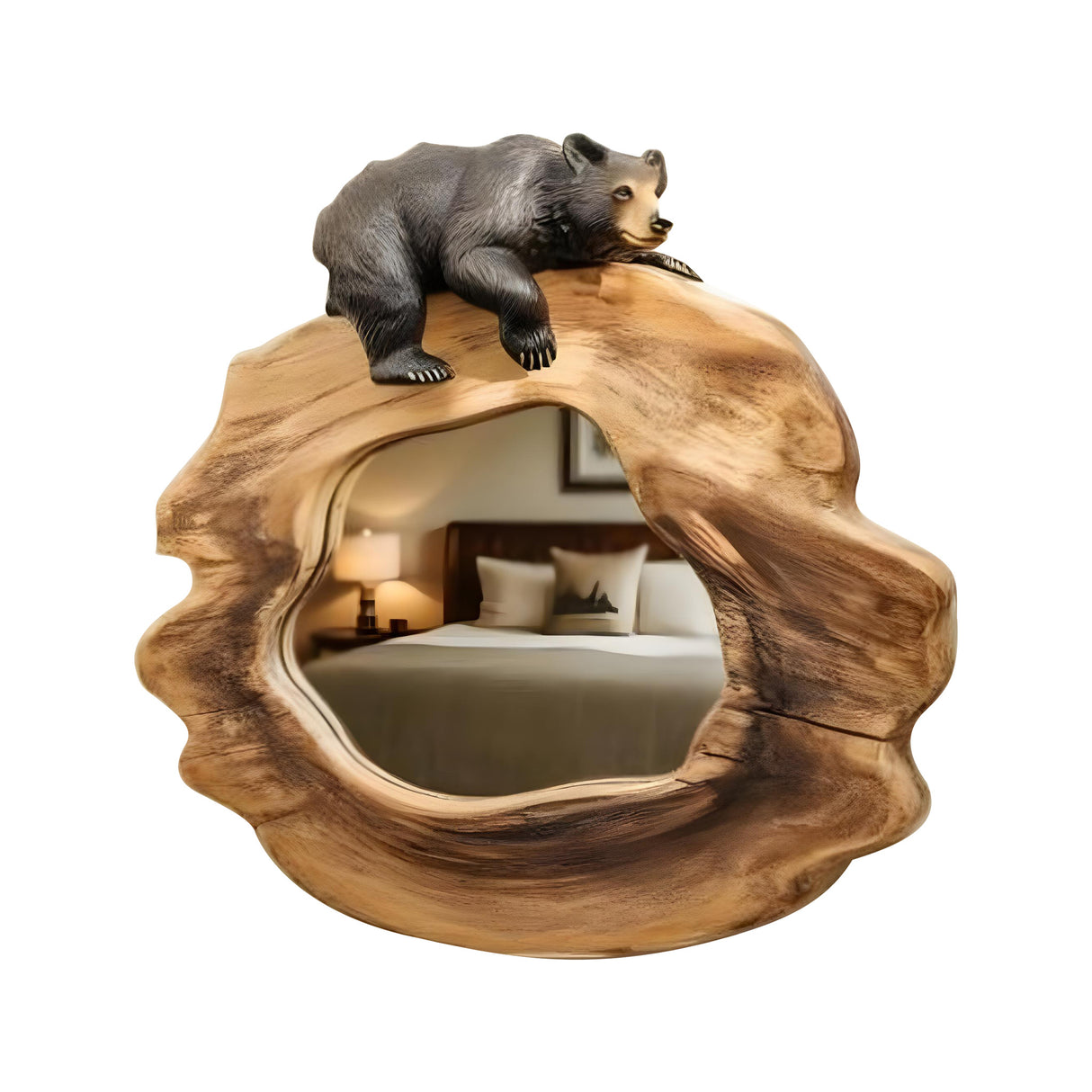 Rustic Bear Wall Mirror for Cabin Decor In Entryway