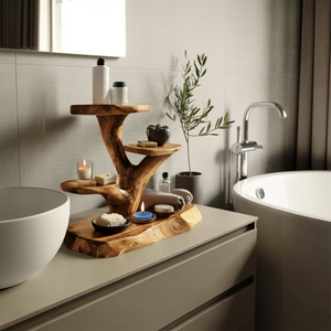 Organic Multi Tier Display Shelf For Bathroom