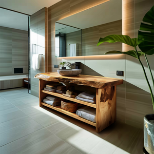 Rustic Bathroom Vanity With Open Shelf For Bathroom