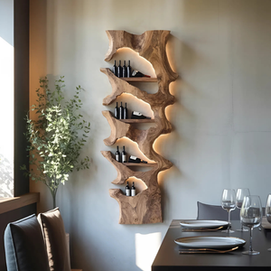 Mid Century Solid Wood Wine Rack For Bar Decor And Display