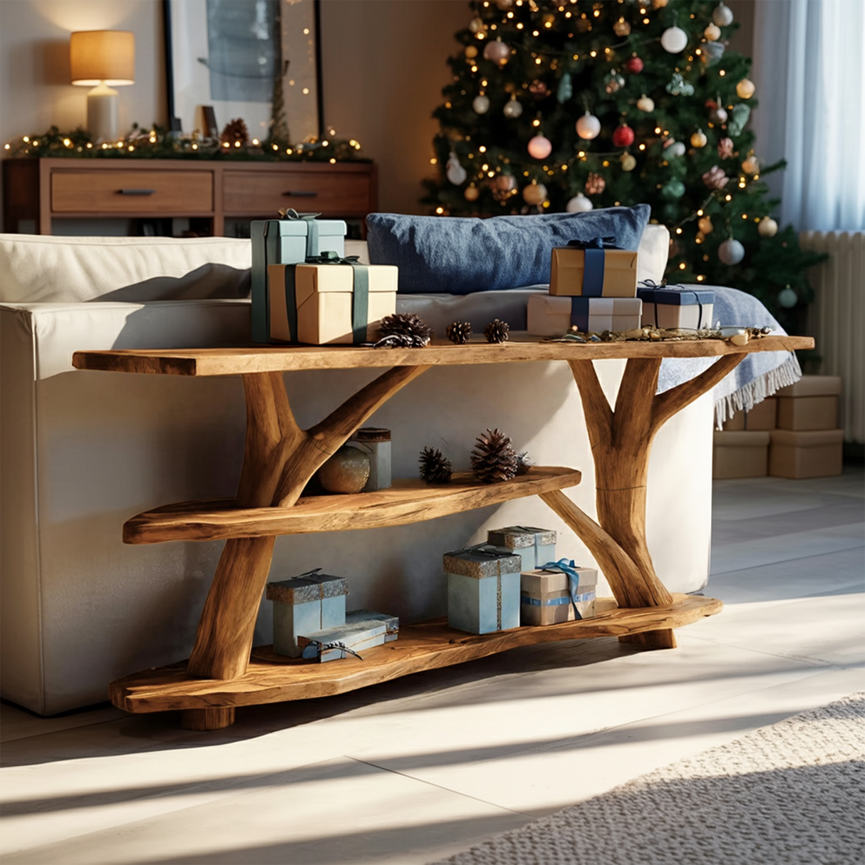 Handcrafted Live Edge Entryway Table For Bedroom Decor Christmas Accent