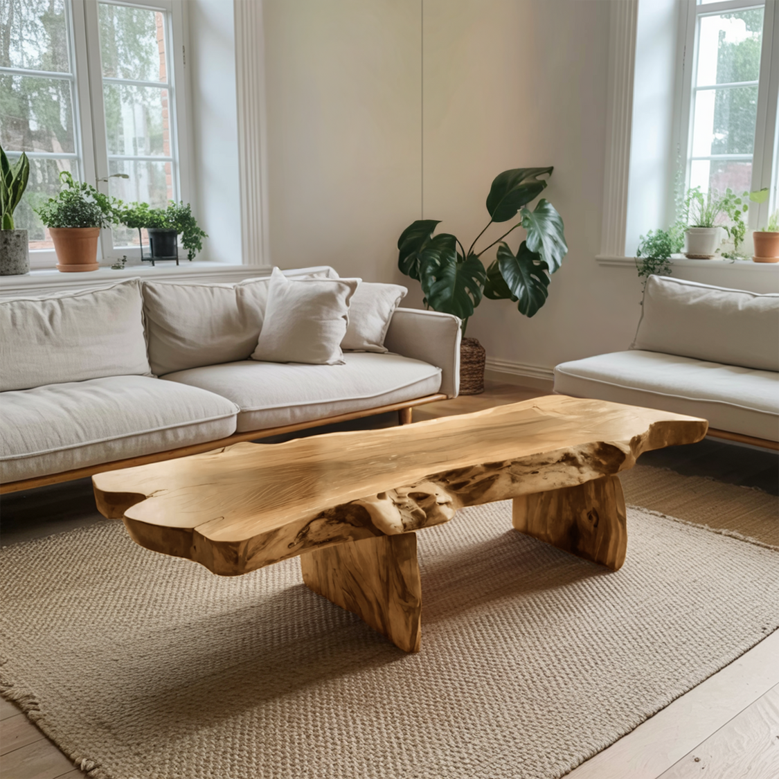 Live Edge Coffee Table With Organic Slab For Living Room And Interior ...