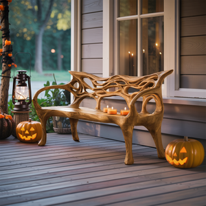 Mid Century Solid Wood Halloween Bench For Outdoor Design