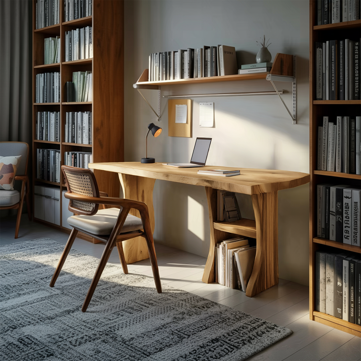 Modern Wooden Live Edge Desk For Small Home Office Setup