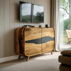 Farmhouse Live Edge Media Console For Entryway Decor