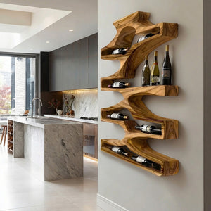 Contemporary Wall Wine Storage Natural Wood For Dining Room