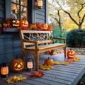 Rustic Solid Wood Halloween Bench For Spooky Outdoor Home Decor