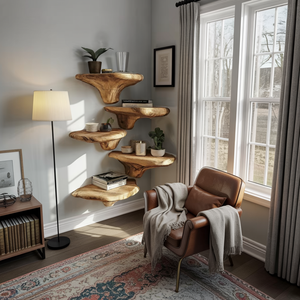 Farmhouse Solid Wood Mushroom Shelf For Entryway Wall Design