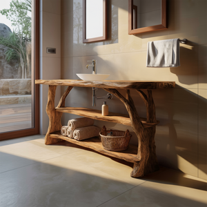 Farmhouse Handcrafted Live Edge Bathroom Vanity For Bathroom Decor