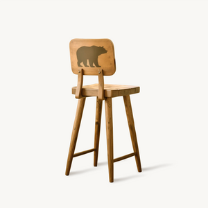 Rustic Bear Backrest Bar Stool For Kitchen Island Seating