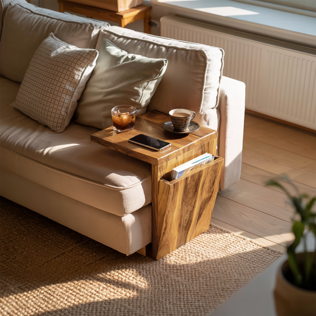 Handcrafted Live Edge Armrest For Unique Sofa Style