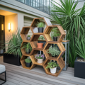 Geometric Honeycomb Plant Shelf Modular Wall Unit For Garden And Patio