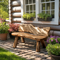 Rustic Live Edge Garden Bench For Patio Backyard And Forest Cabin