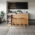 Contemporary Warm Wood Bar Table With Storage For Kitchen Or Breakfast Nook